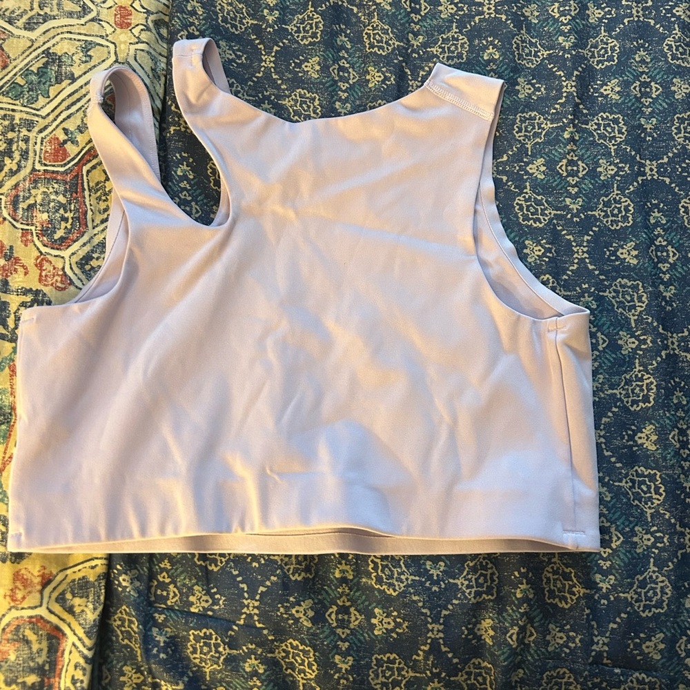 One shoulder cut out lilac tank top